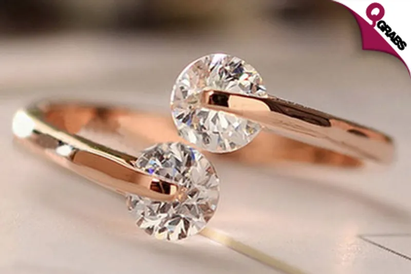 From QR45, Get Some Lady-like Sparkle with a Rose Gold-Plated Adjustable Ring with Two Crystals! (Up to QR297 Value)